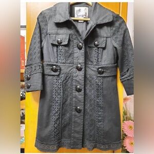 Kensie black lace 3/5 sleeves blazer